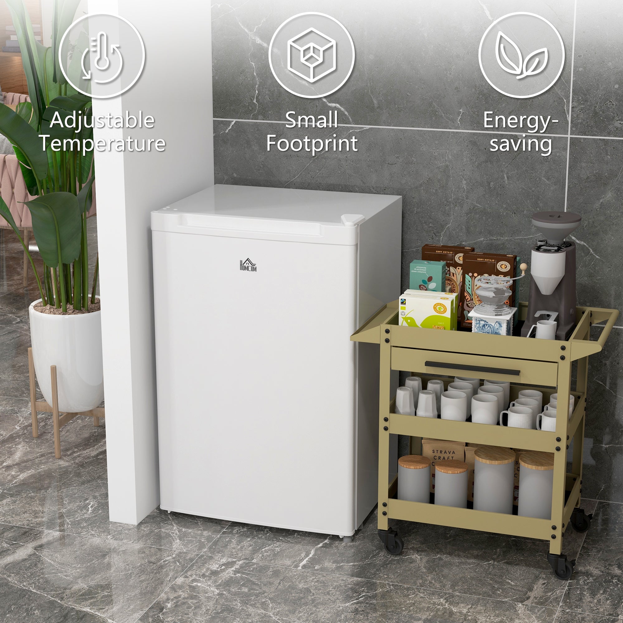HOMCOM Upright Freezer, 3 Cu.Ft Mini Freezer with Reversible Single Door, Adjustable Thermostat for Home, Dorm, White 