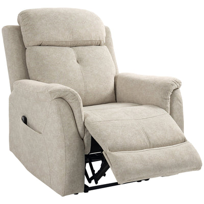 HOMCOM Manual Recliner Chair with Vibration Massage, Beige - Cozy Reclining Chair for Living Room with Side Pockets 