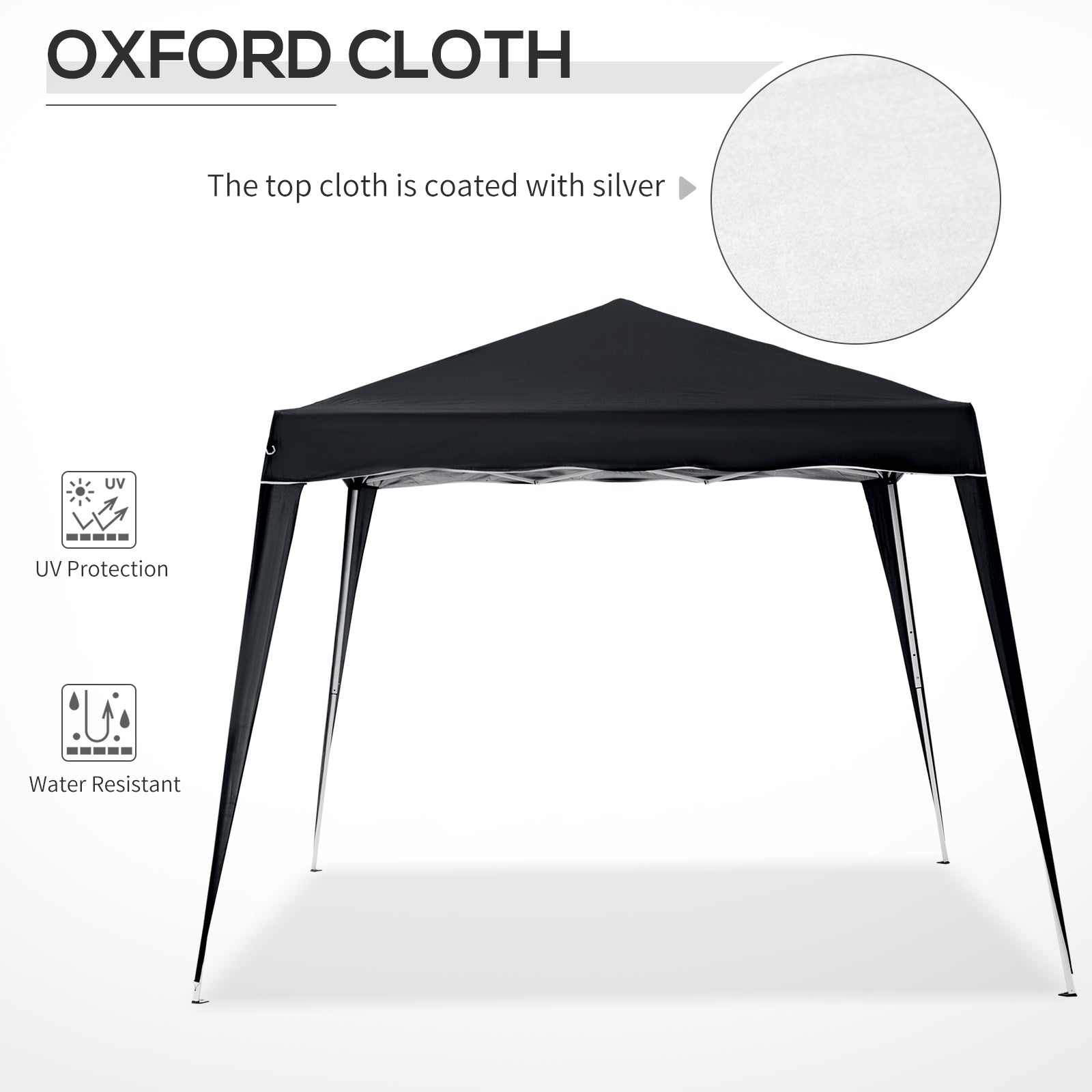 Outsunny 8' x 8' Pop Up Canopy, Outdoor Foldable Tent, Portable Canopy Tent with Carrying Bag for Camping, Party, Picnic, Black 