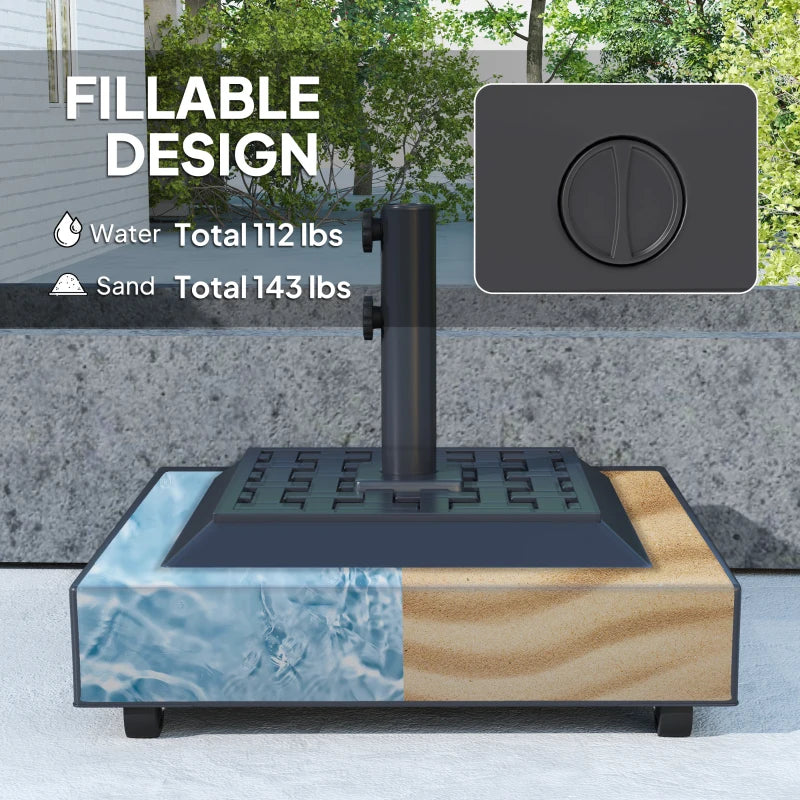 Outdoor Umbrella Base with Wheels, Heavy Duty Patio Umbrella Base, Patio Umbrella Holder, Black