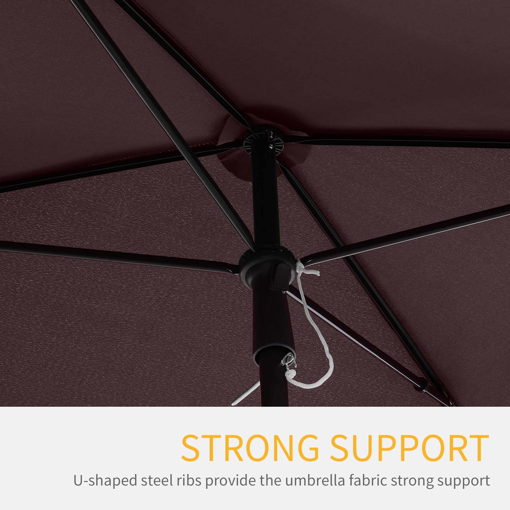 Outsunny 7x4ft Rectangle Patio Umbrella: Aluminum Tilt UV Protection Sun Shade for Outdoor, Coffee 
