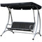 Outsunny 3-Seater Outdoor Swing Chair Bench - Adjustable Canopy, Patio Furniture for Garden, Black