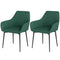 Dining Chairs Set of 2, Upholstered Linen Fabric Accent Chairs with Metal Legs, Dark Green