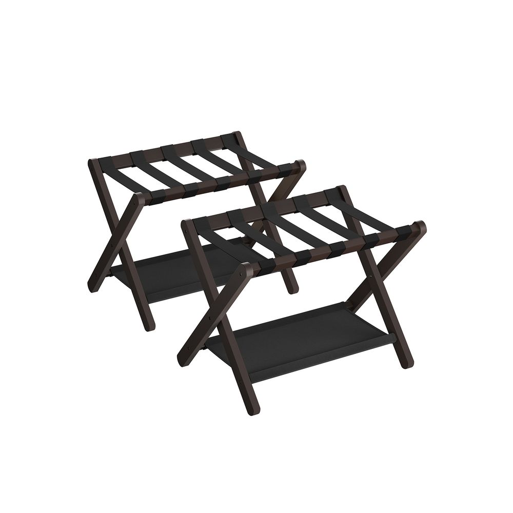 SONGMICS Folding Suitcase Stand with Storage Shelf 