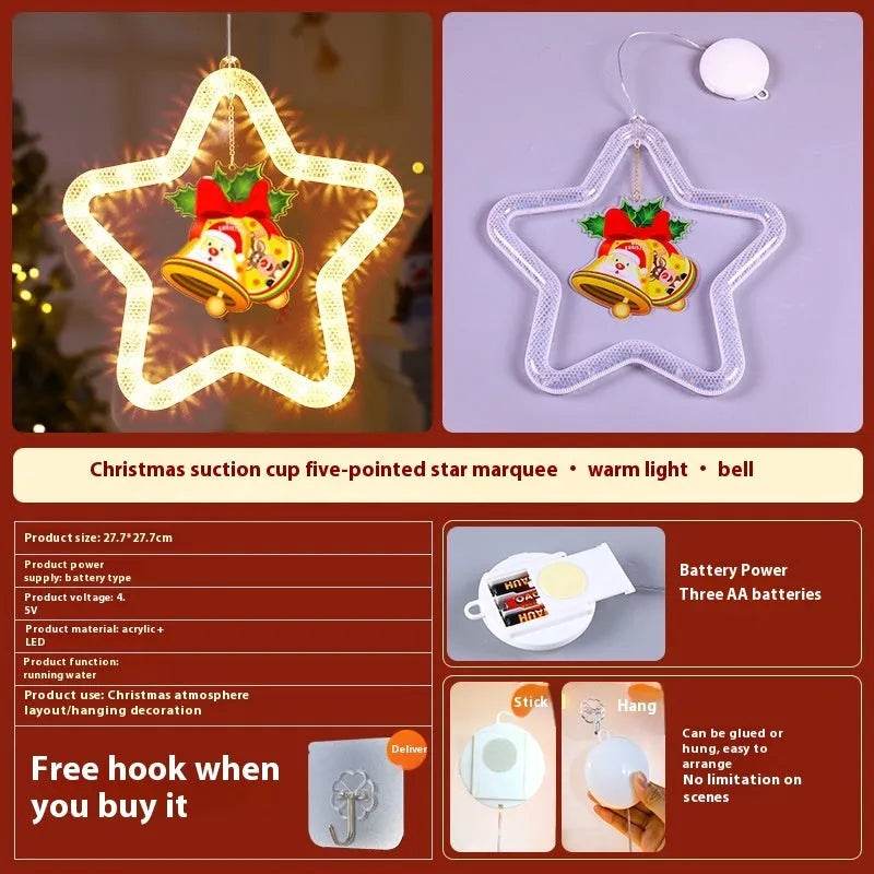 Christmas Pendant Decoration Christmas Atmosphere Led Lights Led Christmas Star Light Decoration For Window Door For Holiday 