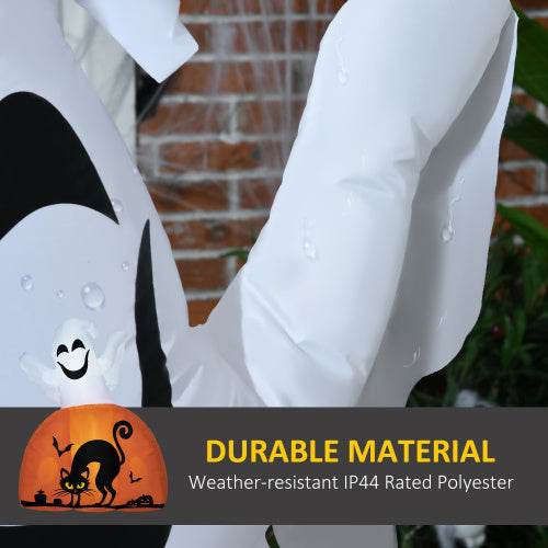 HOMCOM 5ft Halloween Inflatables Outdoor Decorations Ghost With Pumpkin, Outdoor Blow Up Yard Decor With LED Lights For Garden, Lawn, Party, Holiday 