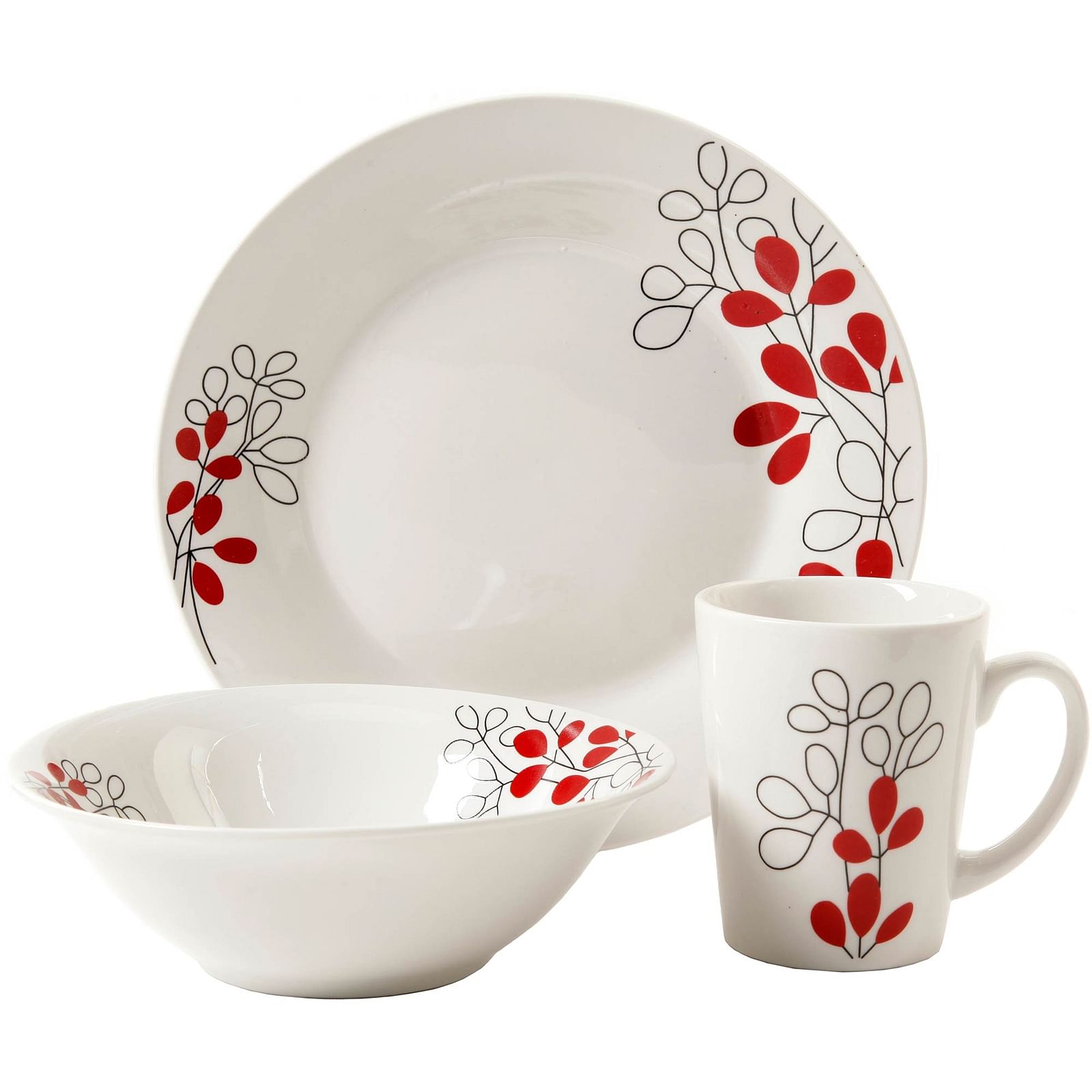 Gibson Scarlet Leaves 12 pc Dinnerware Set - Free Shipping