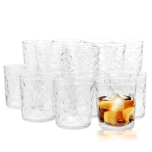 Gibson Home Great Foundations 16 Piece Tumbler and Double Old Fashioned Glass Set in Bubble Pattern - Free Shipping