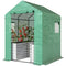 Greenhouse with Raised Garden Bed, Galvanized Metal Planter Box with PE Cover, Roll Up Door, 56