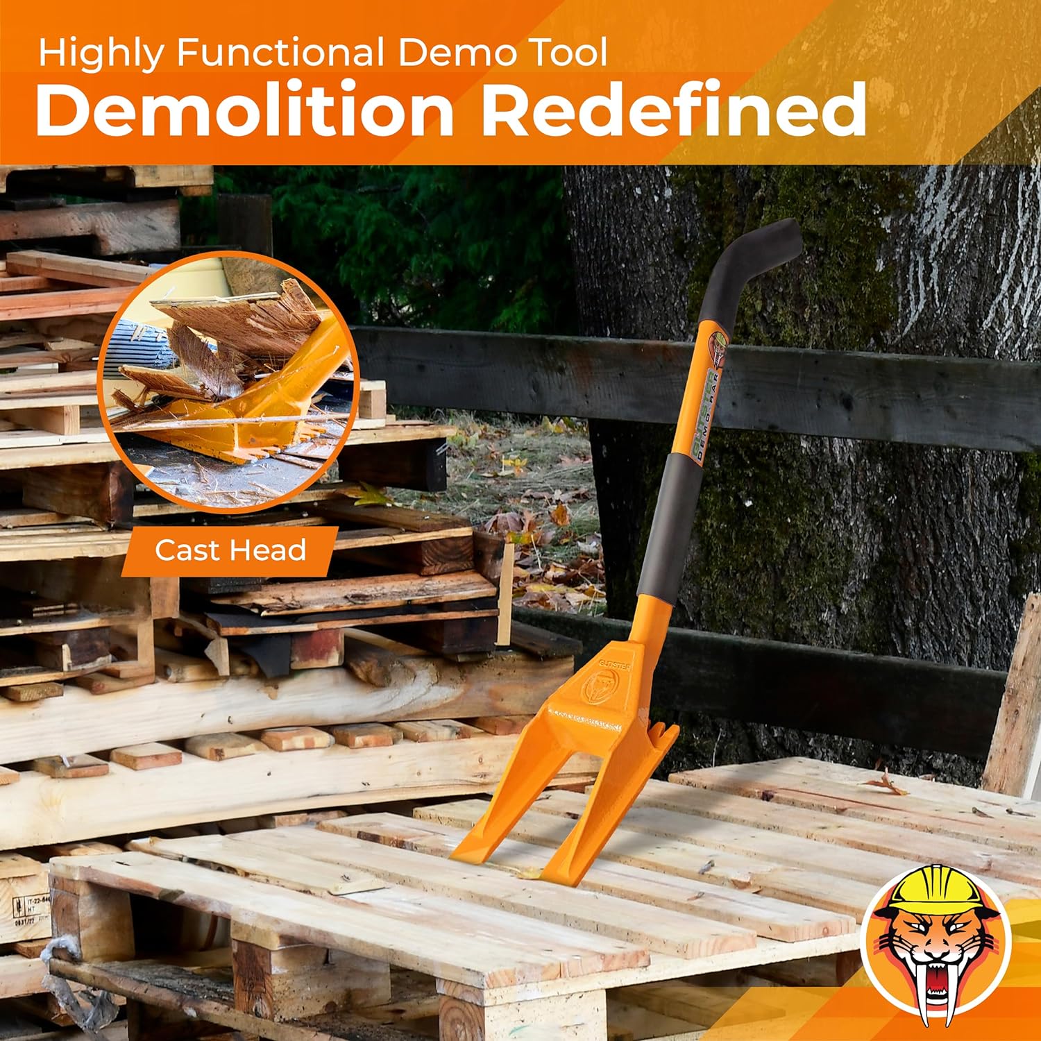 GUTSTER 30" Oval Handle Demolition Bar - Tight Space Demo Bar 