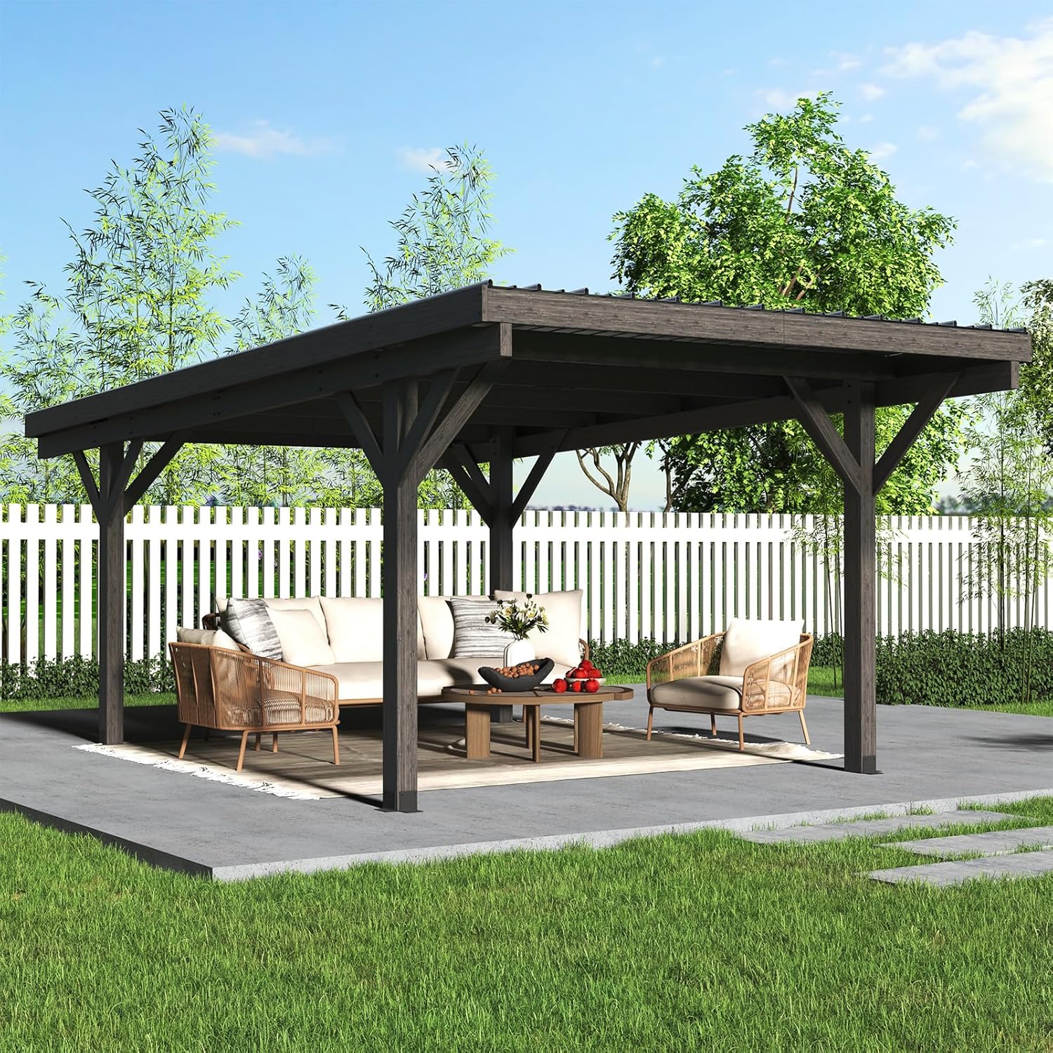 YODOLLA 12' x 17' Wooden Gazebo / Hardtop Pergola