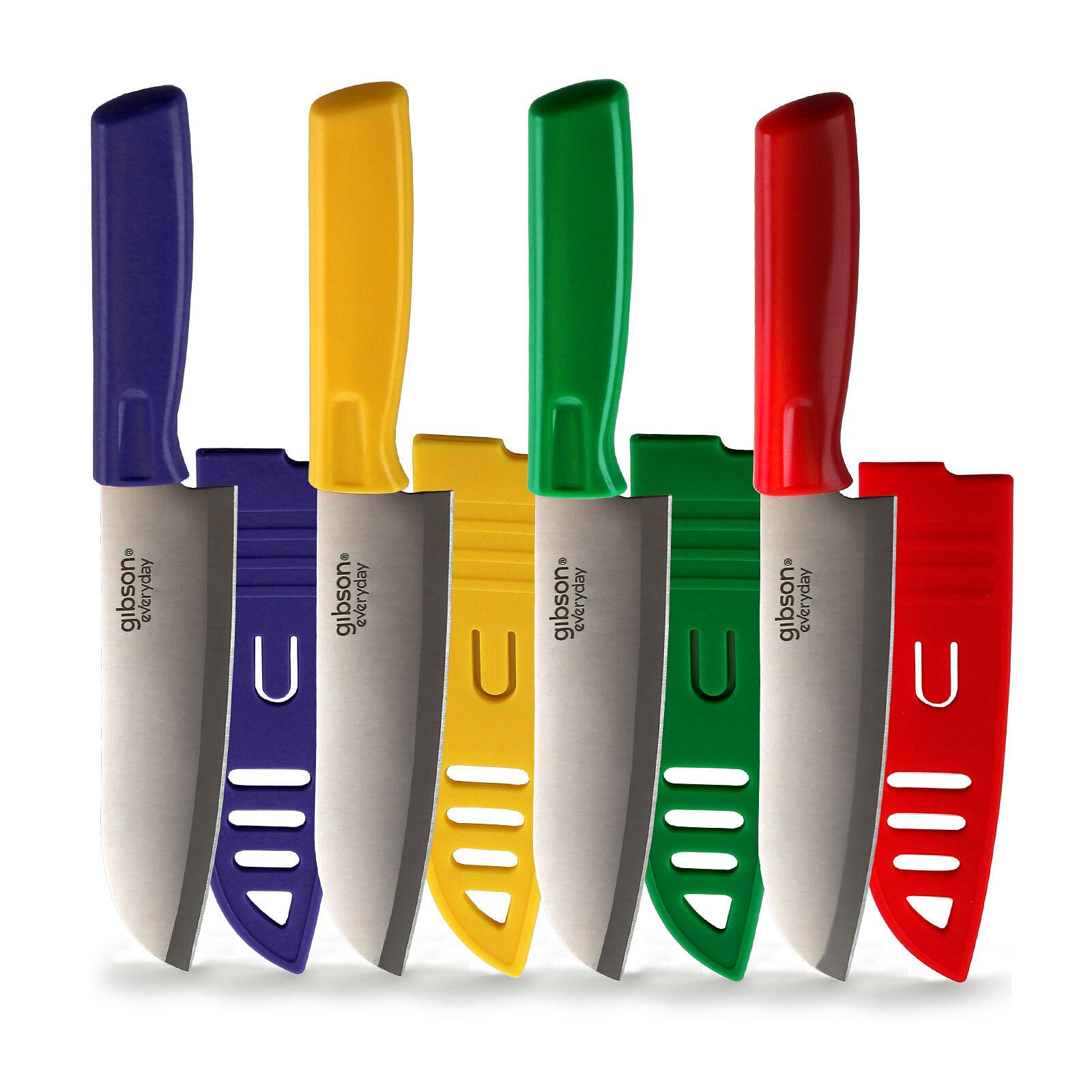 Gibson Everyday Grantville 4 Piece 6 Inch Santoku Knife with Sheath in Assorted Colors - Free Shipping 