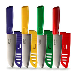 Gibson Everyday Grantville 4 Piece 6 Inch Santoku Knife with Sheath in Assorted Colors - Free Shipping 
