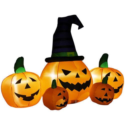 Outsunny 73L Inflatable Halloween Decoration,5 Pumpkin, Blow Up Outdoor LED Yard Display, Waterproof 