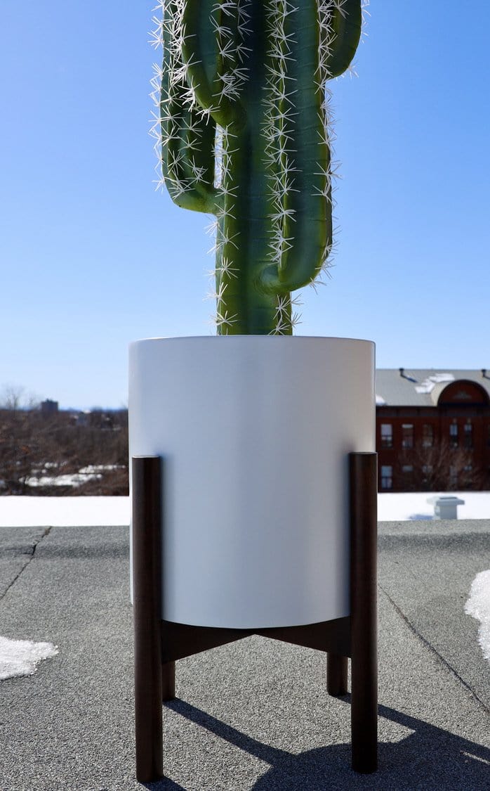 Rica - Mid-Century Modern Plant Stand With White Planter (Multiple Sizes) 