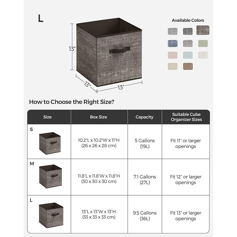 SONGMICS Non-Woven Fabric Storage Cubes with Double Handles 