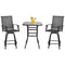 Outsunny 3 Piece Outdoor Patio Bar Set  2 Swivel Stool and 1 Bistro Table  All-Weather  Metal Frame for Balcony  Backyard  Deck  Grey