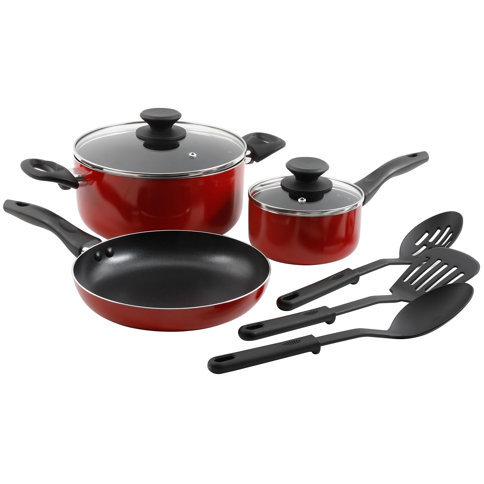 Gibson Home Palmer 8-Piece Cookware Set in Red - Free Shipping