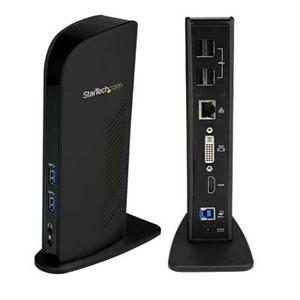 Dual Monitor USB 3.0 Laptop Docking Station with HDMI & DVI/VGA, 6x USB-A Hub, GbE, Audio, Universal Type-A Dock for Win/Mac 