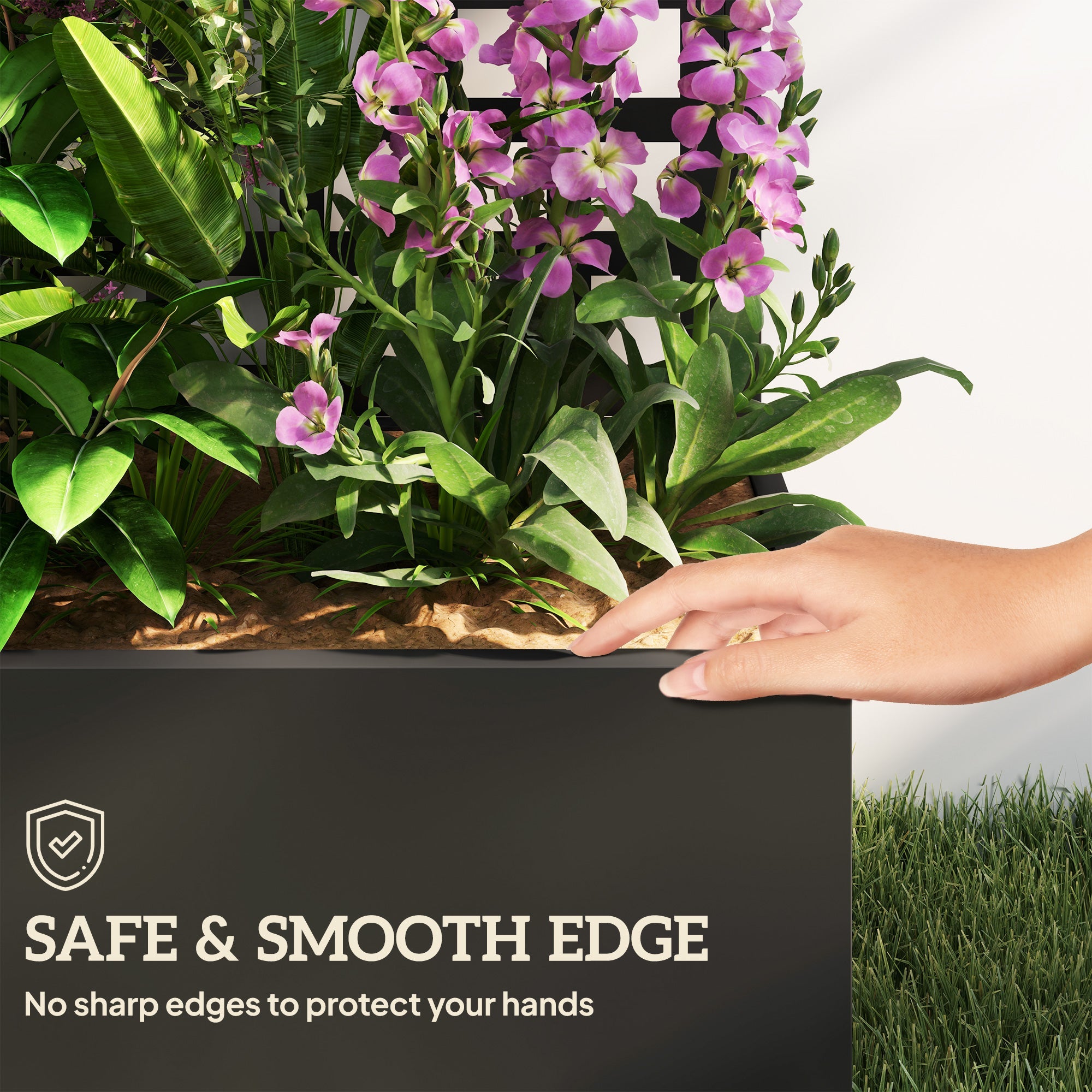 Outsunny Galvanized Raised Garden Bed Planter Box with Trellis for Climbing Plants, Vegetable, Vines, 43" x 16" x 70" 