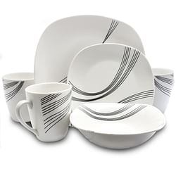 Gibson Curvation 16-Piece Soft Square Dinnerware Set in White - Free Shipping 