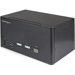2 Port Triple Monitor DisplayPort KVM Switch 4K 60Hz UHD HDR, DP 1.2 KVM Switch, 2-Pt USB 3.0 Hub, 4x USB HID, Audio, Hotkey 
