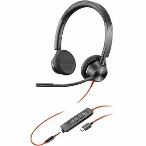 Poly Blackwire 3325 Stereo USB-C Headset +3.5mm Plug +USB-C/A Adapter 