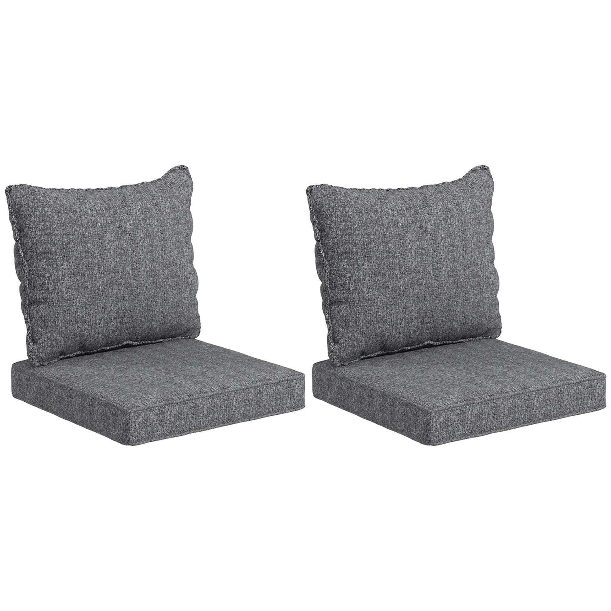 Outsunny 4-Piece Seat Cushion Pillows Replacement, Patio Chair Cushions Set with Back for Indoor Outdoor, Grey 