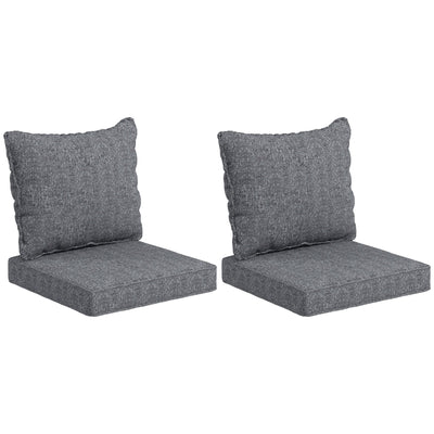 Outsunny 4-Piece Seat Cushion Pillows Replacement, Patio Chair Cushions Set with Back for Indoor Outdoor, Grey 