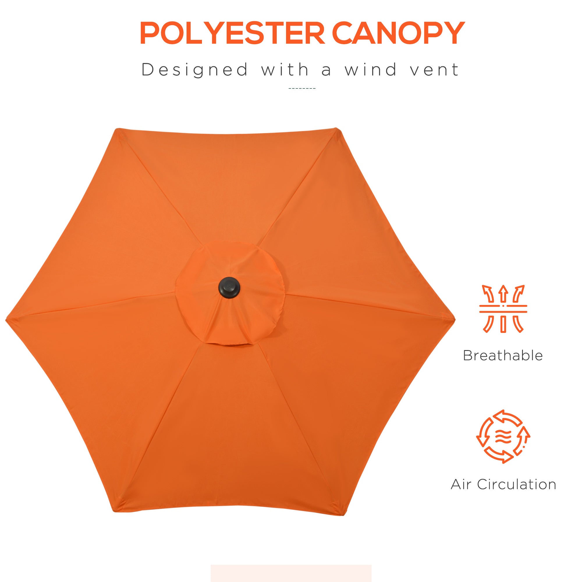 Outsunny 6.6FT Patio Umbrella, Outdoor Parasol with 6 Solid Ribs, Orange 