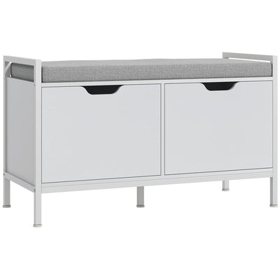 HOMCOM Shoe Storage Bench with Seat Cushion, Shoe Cabinet for Hallway, Entryway Bench, Supports 352lbs, White 