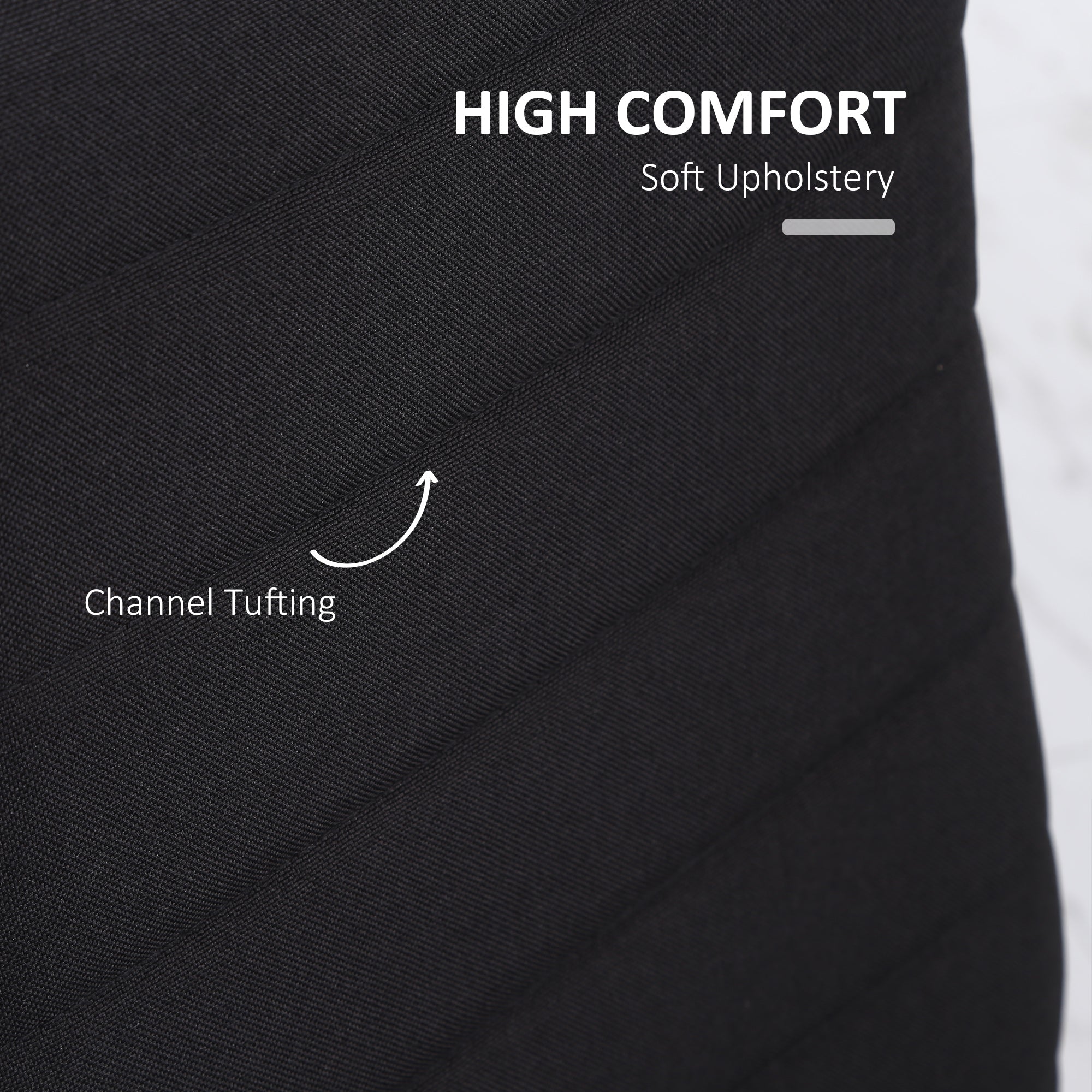 HOMCOM Dining Chairs - High Back Set of 4, Modern Upholstered in Linen Fabric with Metal Legs in Black 