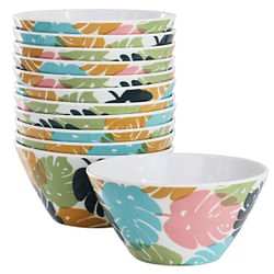 Gibson Home Tropical Sway 12 Piece 6 Inch Melamine Bowl Set in Multi Color Leaf - Free Shipping