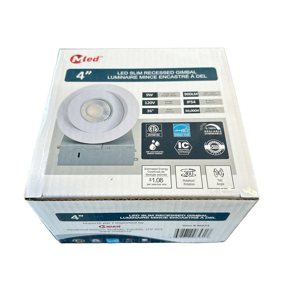 Luminaire encastré pivotant 360º blanc 4'' 9W 3000K/4000K/5000K