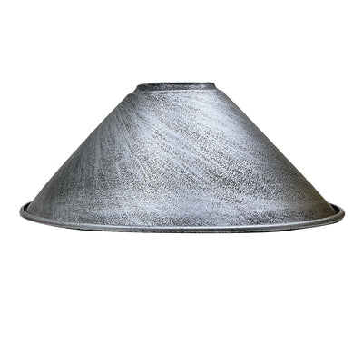 Vintage Cone Metal Lamp Shade Brushed Silver ~ 1985 