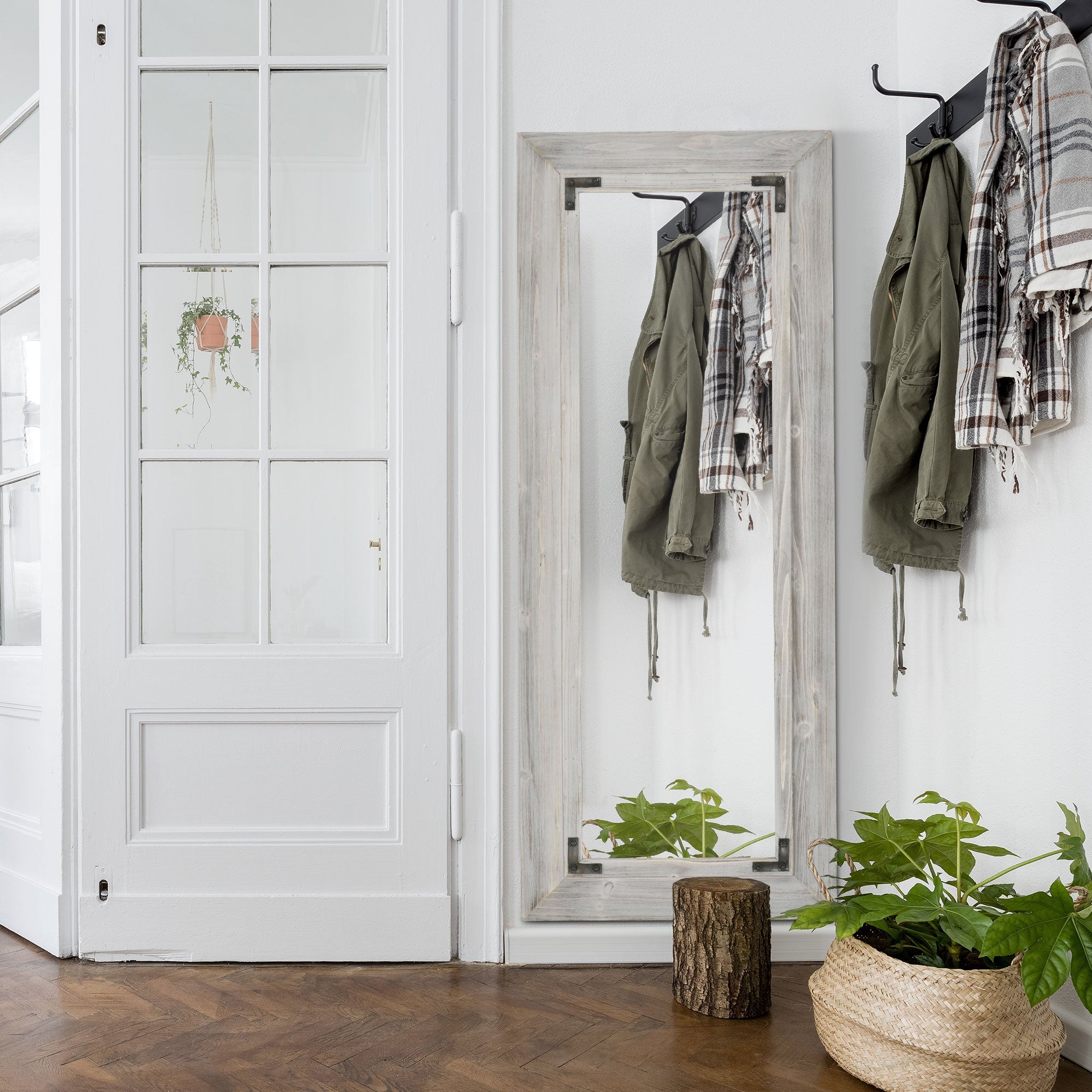HOMCOM Farmhouse Flair: 59" x 23.5" Full Length Wall Mirror, Rustic Grey Finish for Living Room, Bedroom Decor 