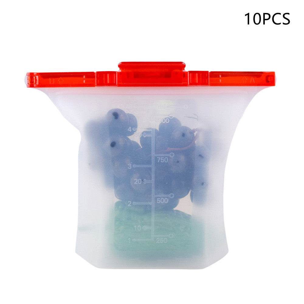 10pcs Kitchen Refrigerator Silicone Food Storage Bag 