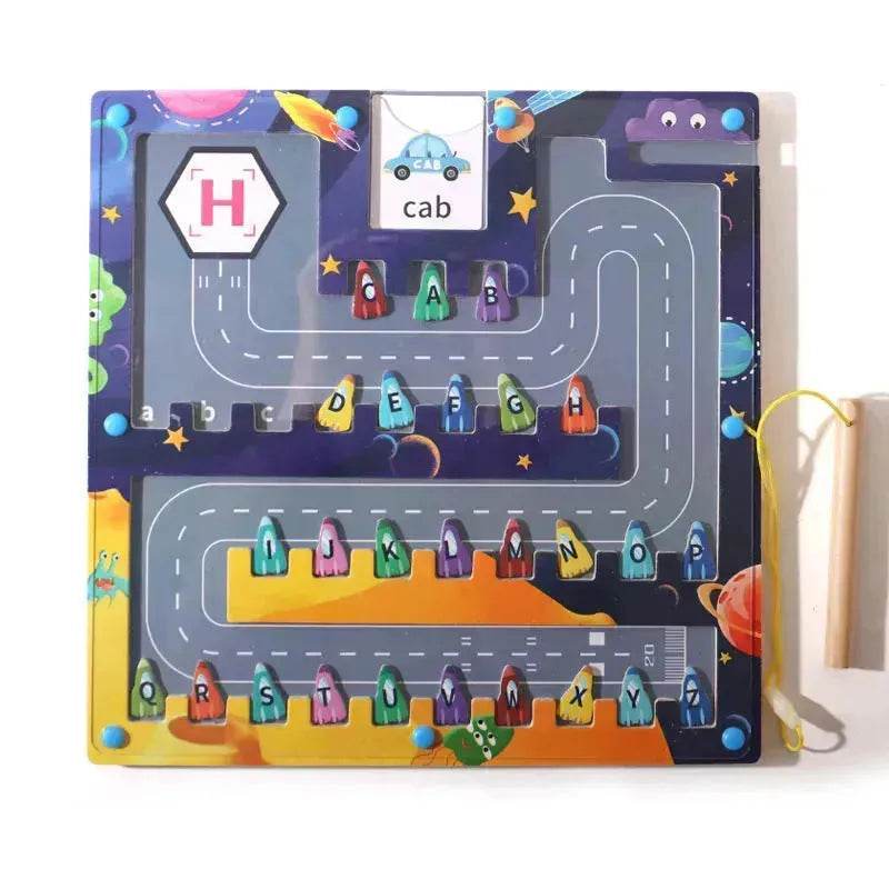 Magnetic Letters Matching Walking Parking Maze Letters Early Cognitive Montessori Educational Toys 