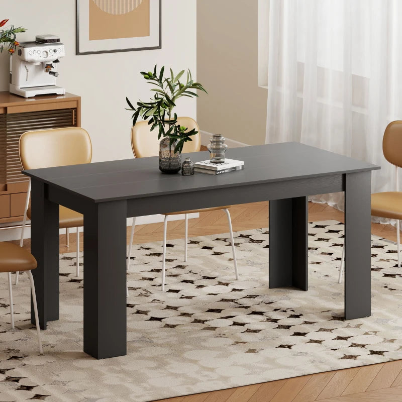 63" Kitchen Table for 4-6 People, Dining Table with Wood Effect for Dining Room, Black