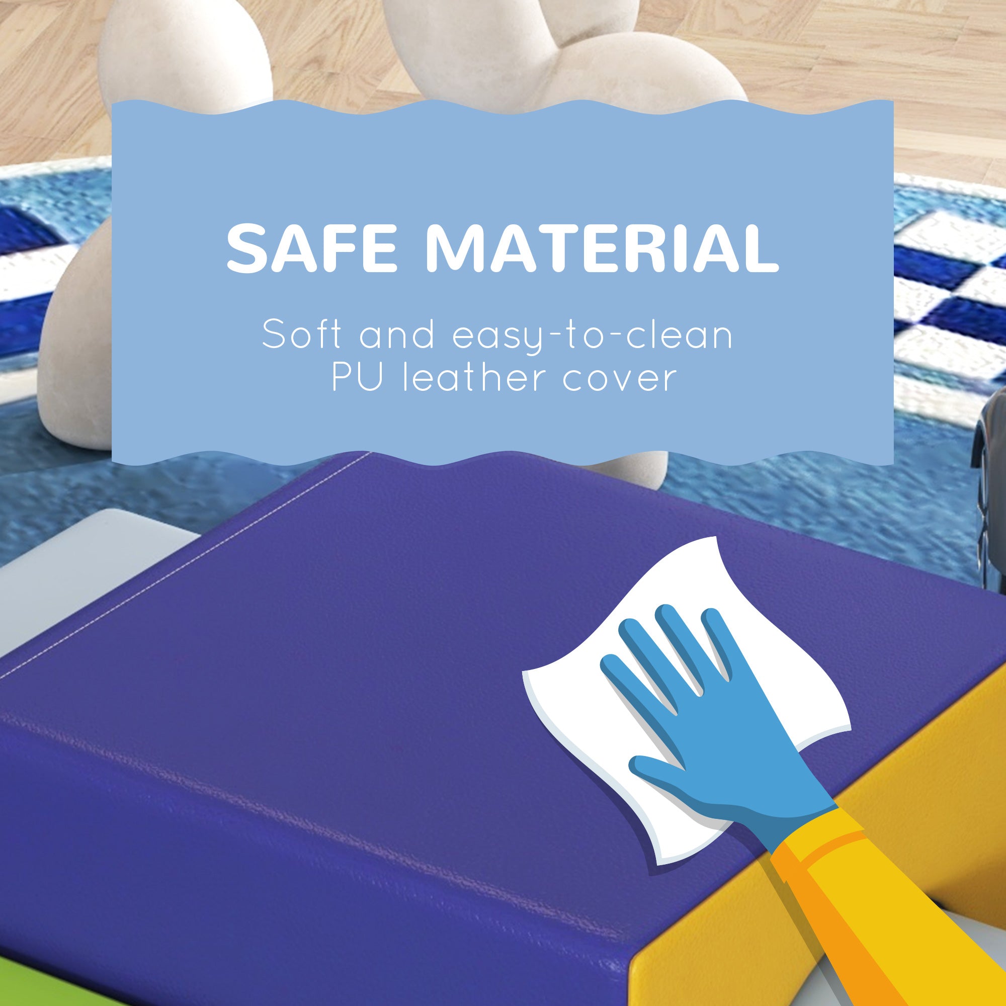 Qaba 4 Piece Foam Play Set for Toddlers and Children, Dark Colour 