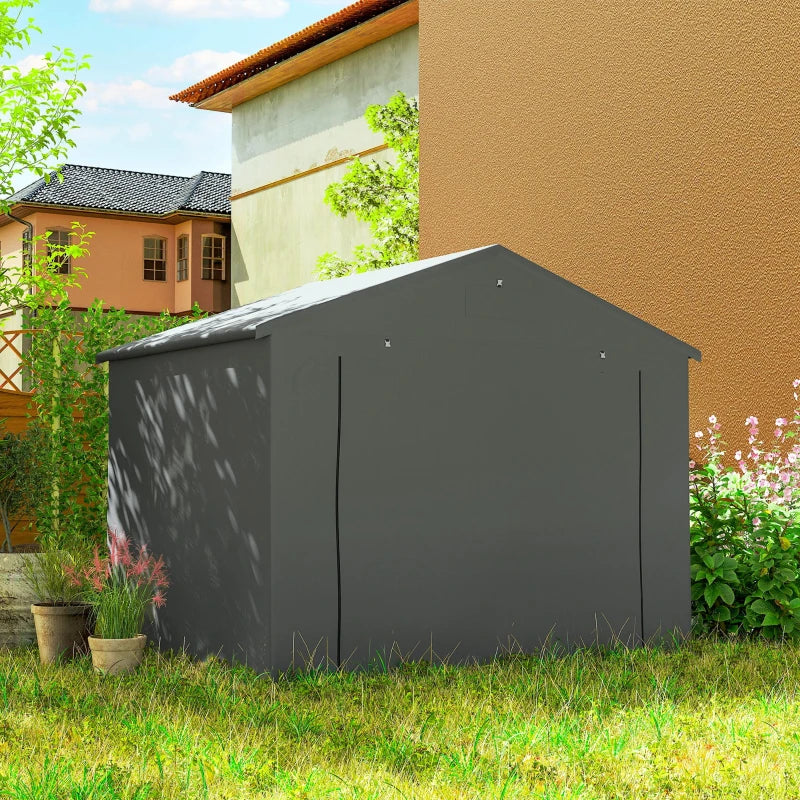 8' x 6' Portable Shed, Waterproof Bike Tent with Roll-up Zipper Door, Vent and Galvanised Metal Frame, Dark Grey