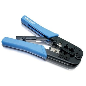 TRENDnet Crimping Tool, Crimp, Cut, And Strip Tool, For Any Ethernet or Telephone Cable, Built-In Cutter And Stripper, 8P-RJ-45 And 6P-RJ-12, RJ-11, All Steel Construction, Black, TC-CT68