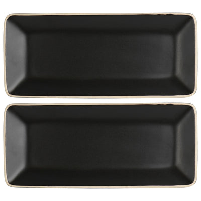 Gibson Elite Soho Lounge 2 Piece 11.75 Inch Rectangular Platter Set in Matte Black - Free Shipping 