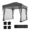 10 x 10 ft Pop Up Canopy Tent with Mosquito Netting, UPF 50+ Central Lock Easy Setup Outdoor Party Tent, Dark Grey