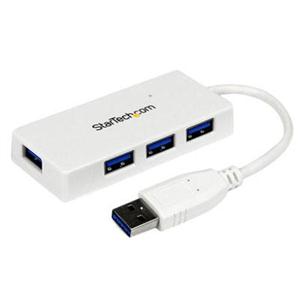 Portable 4 Port SuperSpeed Mini USB 3.0 Hub - 5Gbps - White