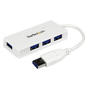 Portable 4 Port SuperSpeed Mini USB 3.0 Hub - 5Gbps - White 