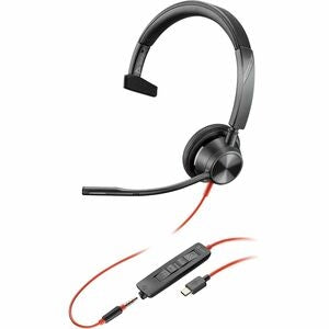 Poly Blackwire 3315 Monaural USB-C Headset +3.5mm Plug +USB-C/A Adapter 