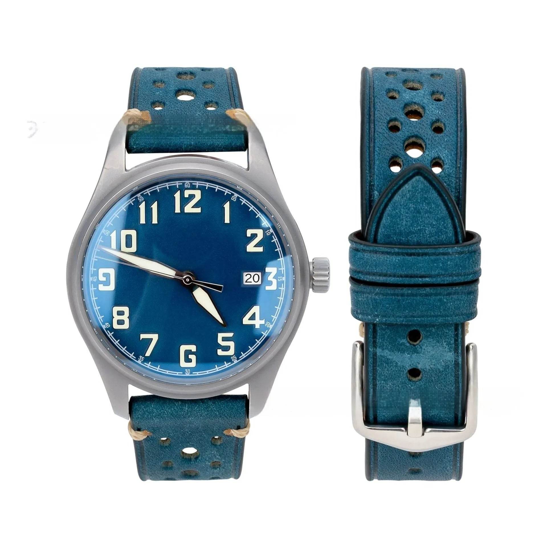 20mm Watch First Layer Cow Leather Watch Strap Retro Comfort 