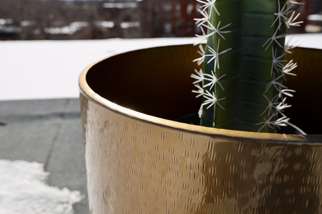 Chava - Brass Mid-Century Planter With Black Stand (Multiple Sizes) 