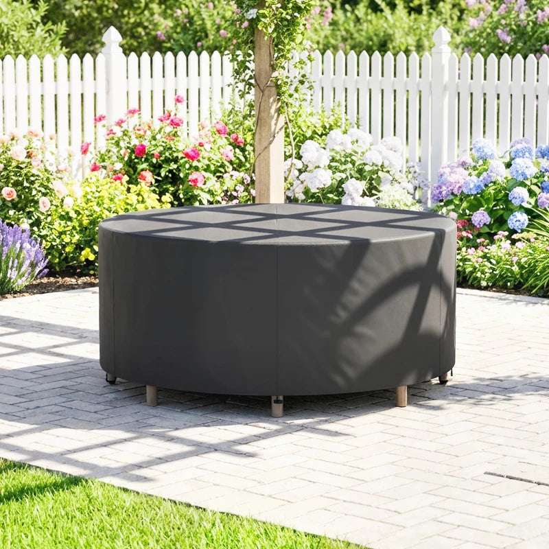 Heavy Duty Outdoor Patio Furniture Cover, Waterproof Round Table Cover for Weather Protection 84.3" Dia. x 27.6"H, Black